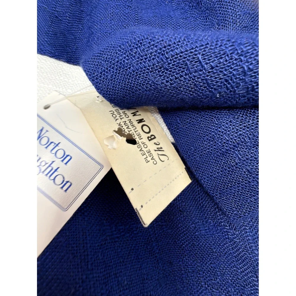 Vintage 90s Norton McNaughton Blue & White Blazer Rayon Flax NWT Size 14